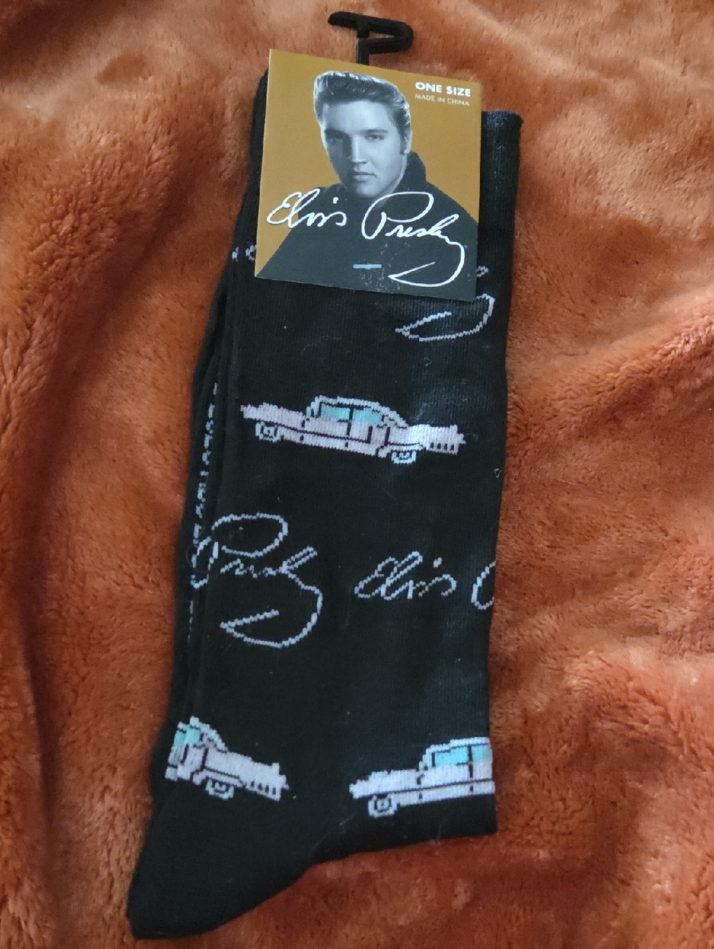 Men’s Black Novelty Crew Socks with Car Motif